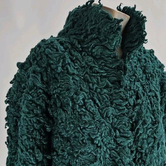 Fabulous Furs~Donna Salyers Blue/Teal Acrylic Shaggy Faux Fur Lamb Jacket/Coat~L - Picture 4 of 8